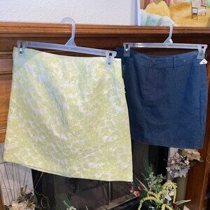 NWT $297 Celery Green Skirt TARA JARMON  & Blue WOMYN S 8 / 40